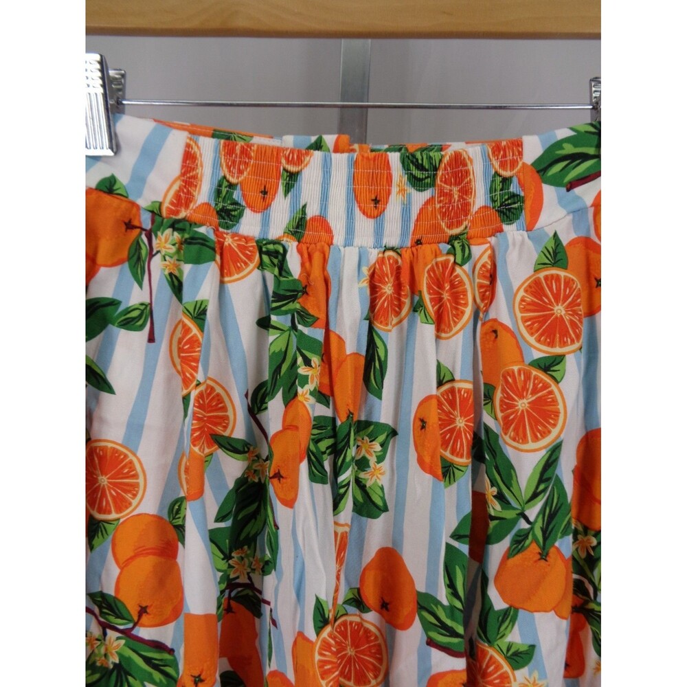 ModCloth Collectif Orange Print Stripe Midi Skirt Sz Large (10) Rockabilly Retro - Picture 4 of 6